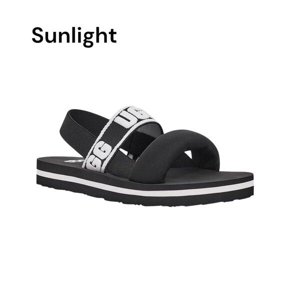 UGG  K Zuma Sling Sport Sandals Girls Size 3 Black & White - Picture 1 of 12